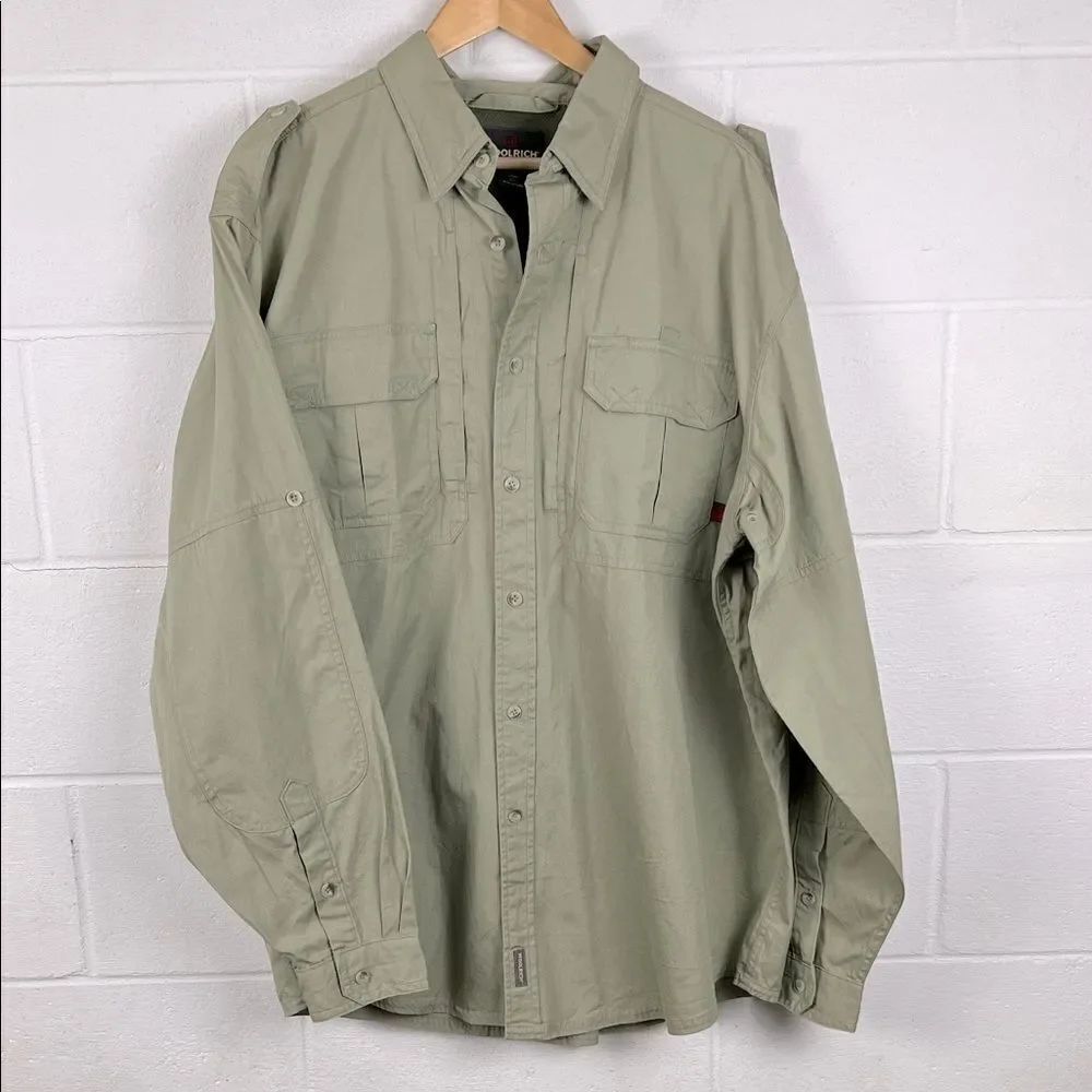Woolrich men’s elite series tactical long sleeve button up sage shirt size 2XL
